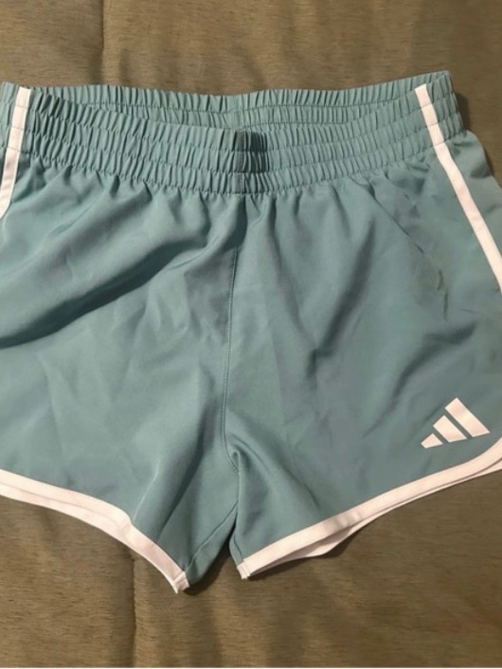 adidas Light Teal Girls' Athletic Shorts with White Trim